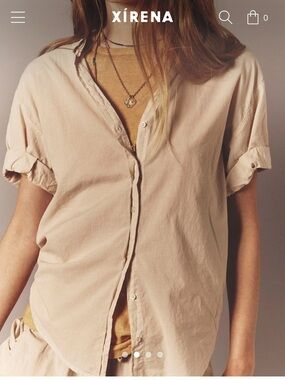 XIRENA Channing Chestnut Button-Up top in XS